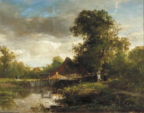 Willem Roelofs Landschap met beek china oil painting image